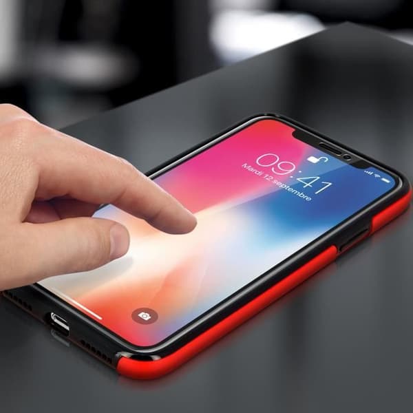 Skyddshölje - Apple - iPhone X / XS - Silikon - Polykarbonat - Röd