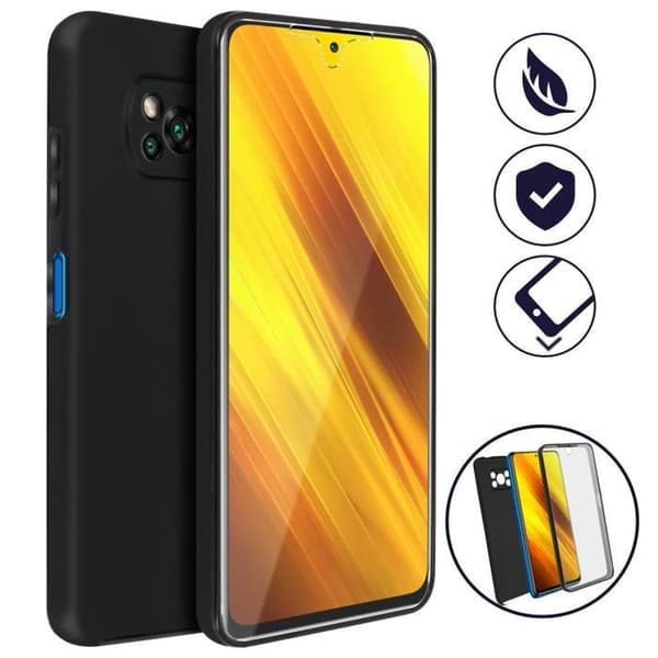 Xiaomi Poco X3 Fodral Hårt ryggskydd och mjuk framsida Svart Svart