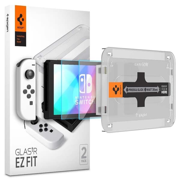 Spigen Nintendo Switch OLED 2-PACK "Ez Fit" Glas.tR Härdat Glas