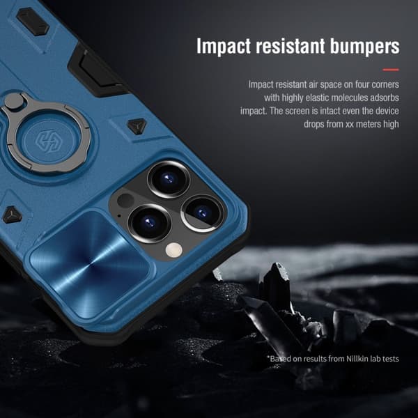 iPhone 13 Pro Max - NILLKIN CamShield Armor Hybrid Ring Skal - Blå