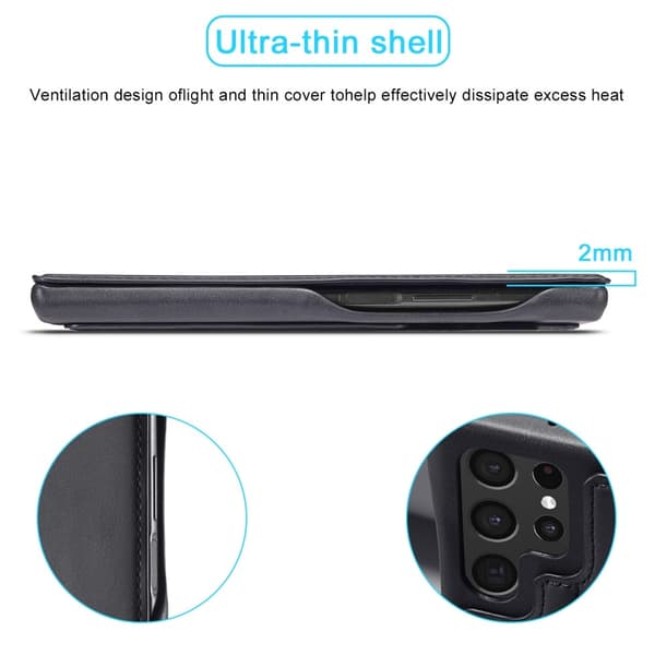 LC.IMEEKE Samsung Galaxy S22 Ultra Fodral Retro Läder Svart
