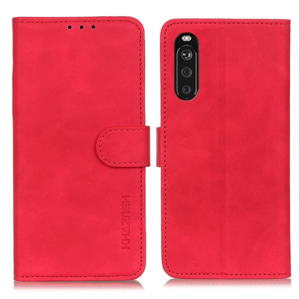 Sony Xperia 10 III - KHAZNEH Retro Läder Fodral - Röd