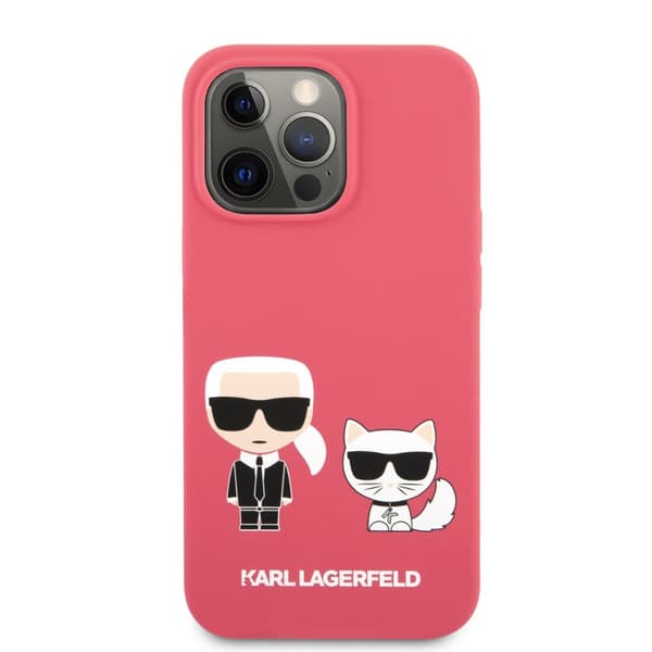 Karl Lagerfeld iPhone 13 Pro Skal Karl & Choupette Liquid Silikon Röd