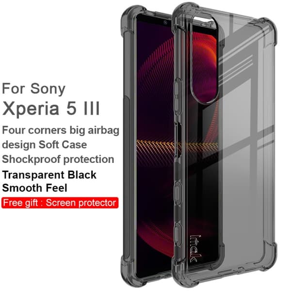 IMAK Sony Xperia 5 III Skal Shockproof TPU + Skärmskydd Tonad Svart