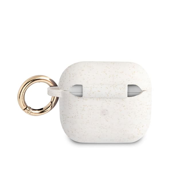 Guess AirPods 3 Skal Silikon Glitter Med Ring Vit