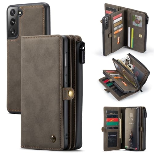 CASEME Samsung Galaxy S21 FE Fodral 2in1 Multifunktionellt Brun