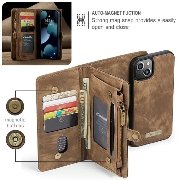 CASEME iPhone 13 Fodral/Skal Magnet 2in1 Multifunktionell Brun