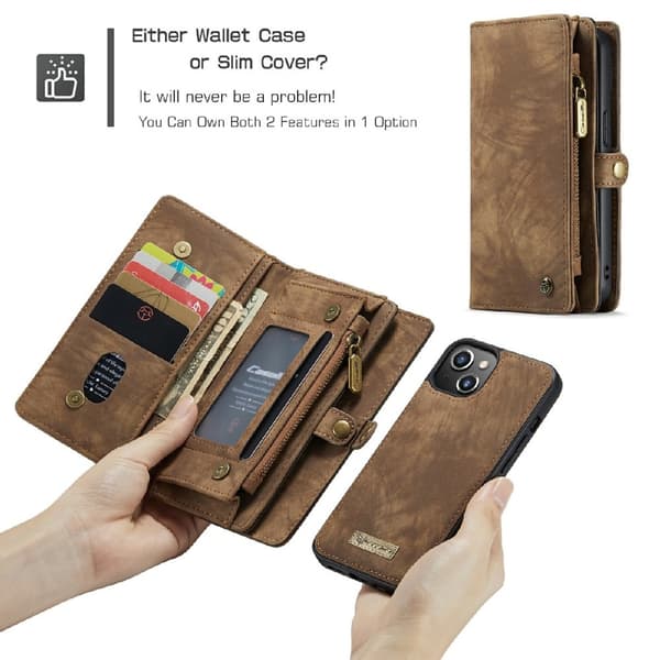 CASEME iPhone 13 Fodral/Skal Magnet 2in1 Multifunktionell Brun