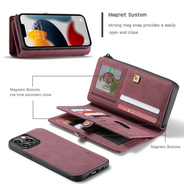 CASEME iPhone 13 Pro Max Fodral/Skal Magnet 2in1 Multifunktionell Röd