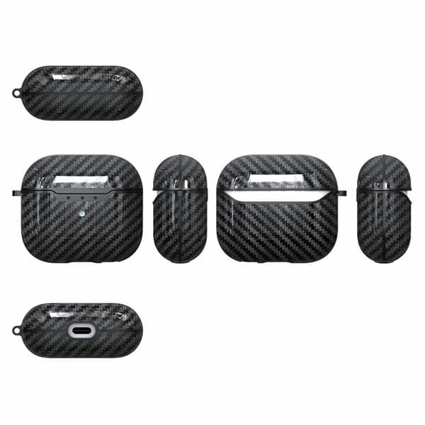 AirPods 3 Skal TPU Kolfiber Textur Karbinhake Svart