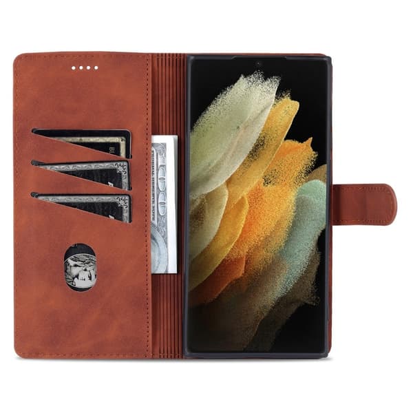 AZNS Samsung Galaxy S22 Ultra Fodral Läder Brun
