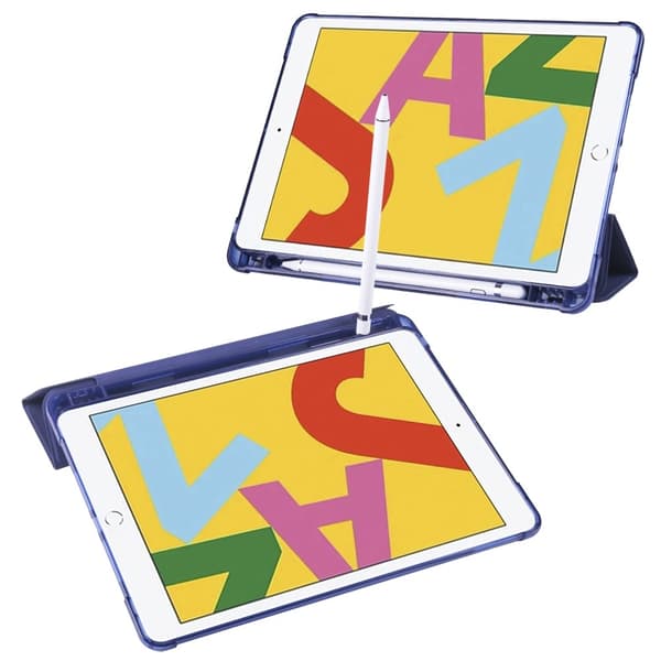iPad 10.2 2019/2020/2021 Fodral Tri-Fold Med Pennhållare Mörk Blå