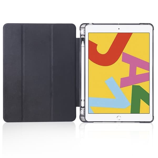 iPad 10.2 2019/2020/2021 Fodral Tri-Fold Med Pennhållare Svart