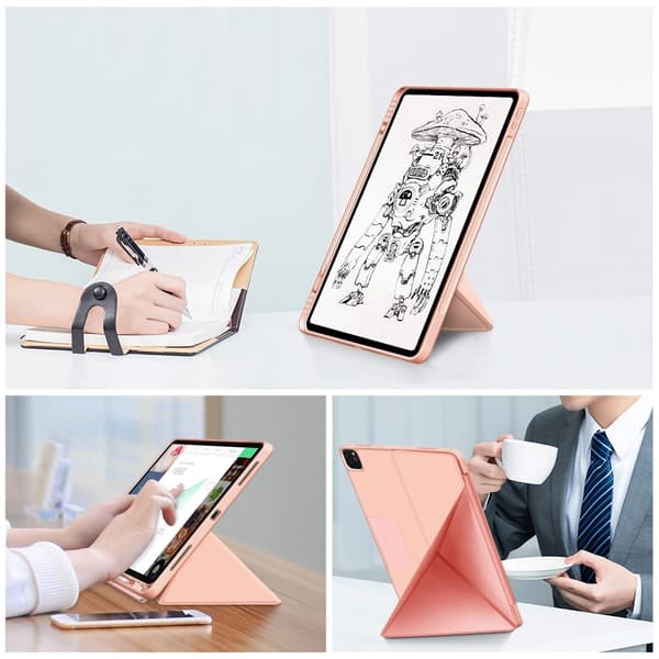 iPad Air 2025-2020 / Pro 11 Fodral Läder Origami Roséguld