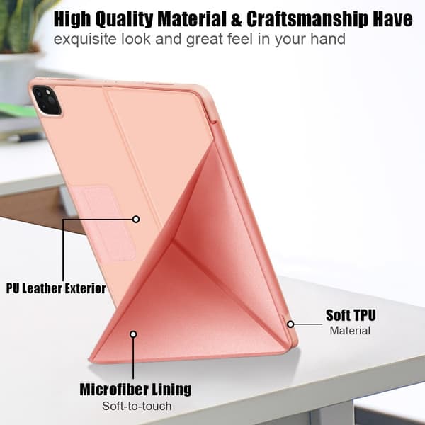 iPad Air 2025-2020 / Pro 11 Fodral Läder Origami Roséguld