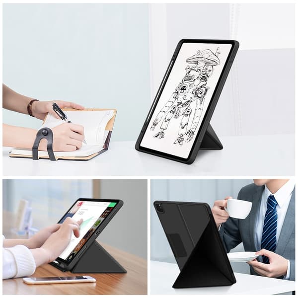 iPad Air 2025-2020 / Pro 11 Fodral Läder Origami Svart