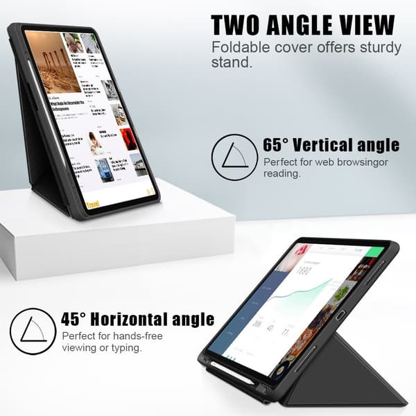 iPad Air 2025-2020 / Pro 11 Fodral Läder Origami Svart