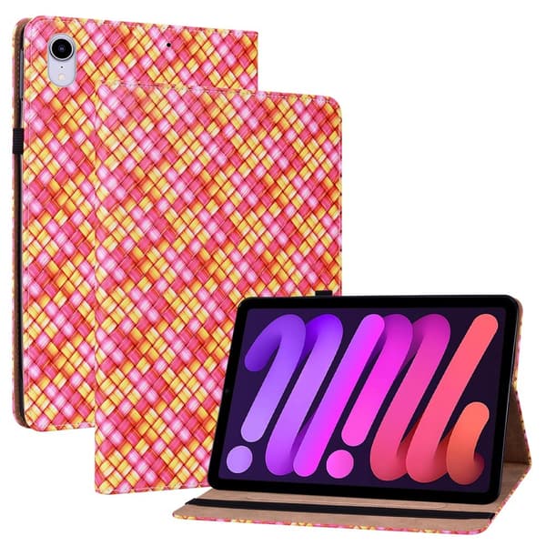 iPad Mini 2024/2021 Fodral Vävd Textur Rosa/Gul