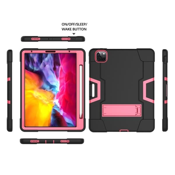 iPad Pro 12.9 (2020/2021) - Shockproof Skal Med Kickstand - Svart/Rosa