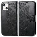 Miniatyrbild 1 av 6: iPhone 13 - Butterfly Print Läder Fodral - Svart