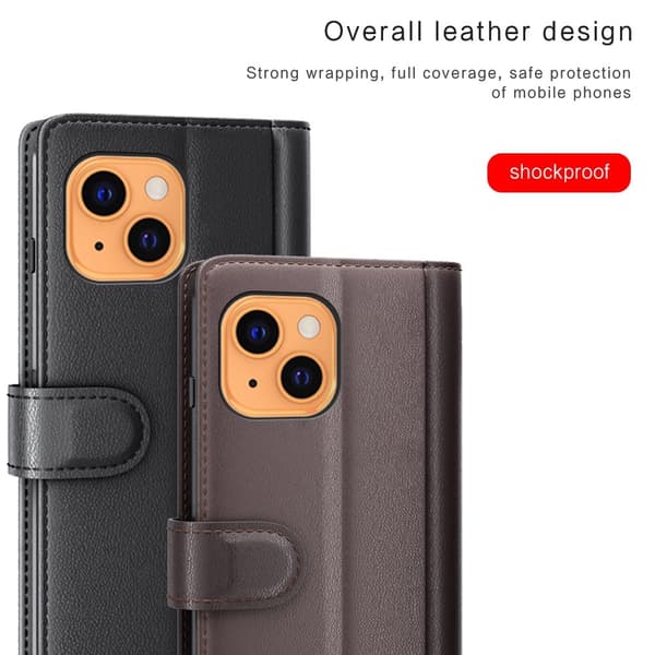 iPhone 13 - Premium Äkta Läder Fodral - Svart