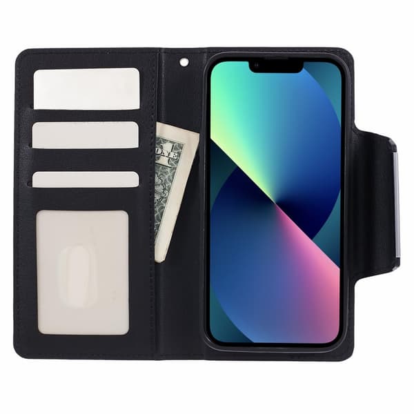 iPhone 13 - 2in1 Läder Magnet Fodral / Skal - Svart
