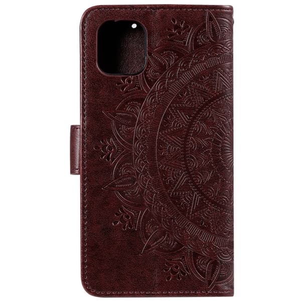 iPhone 13 - Tryckt Mandala Läder Fodral - Brun