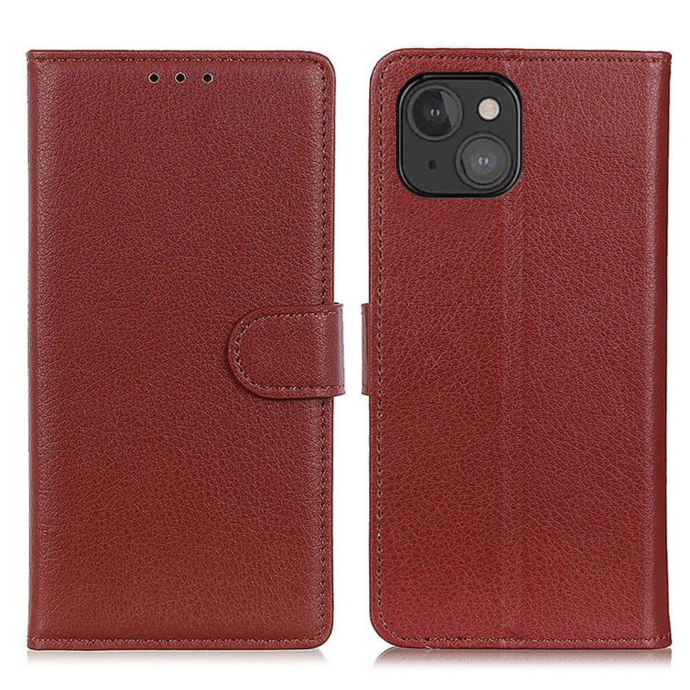 iPhone 13 Mini - Litchi Läder Fodral - Brun