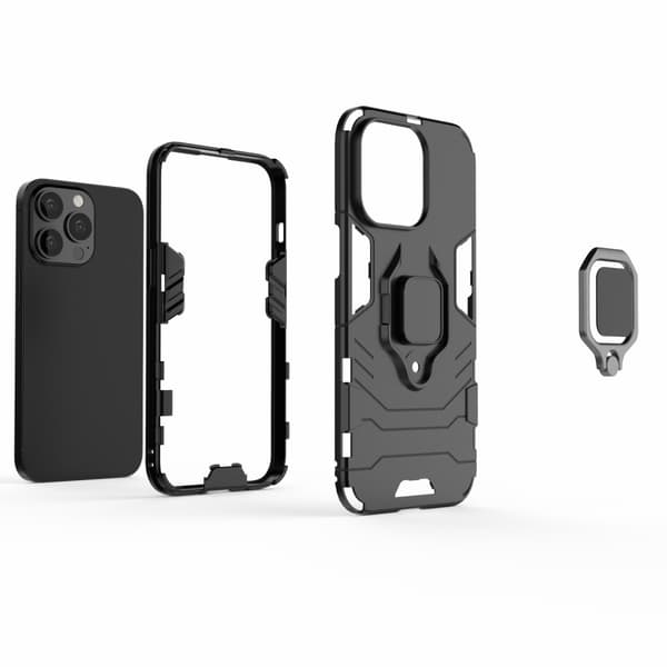 iPhone 13 Pro - Hybrid Armor Ring Skal - Navy Blue