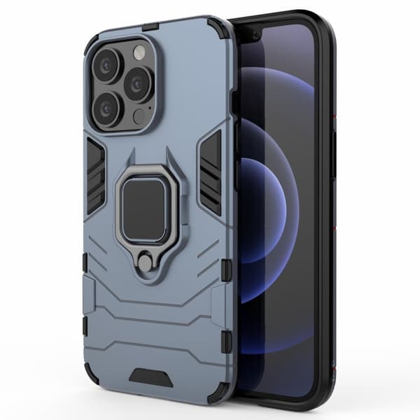iPhone 13 Pro - Hybrid Armor Ring Skal - Navy Blue