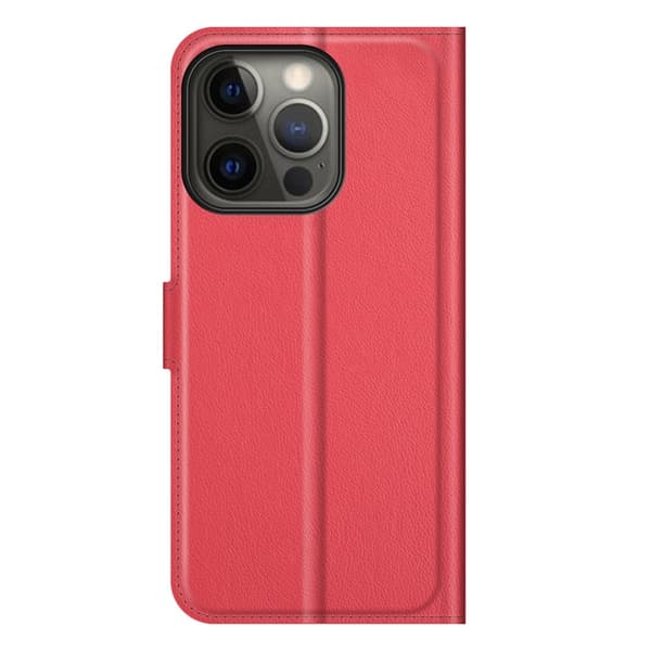 iPhone 13 Pro - Litchi Läder Fodral - Röd