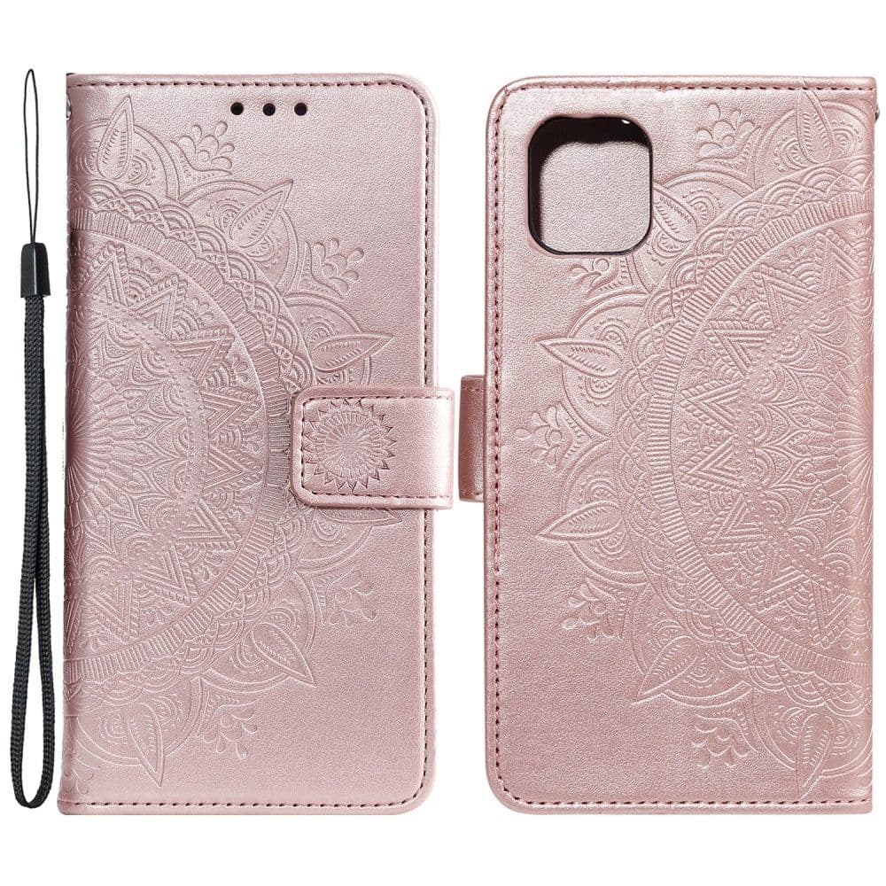 iPhone 13 Pro - Mandala Läder Fodral - Roséguld