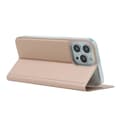Miniatyrbild 5 av 6: iPhone 13 Pro - Silkeslent Läder Flip Fodral - Roséguld