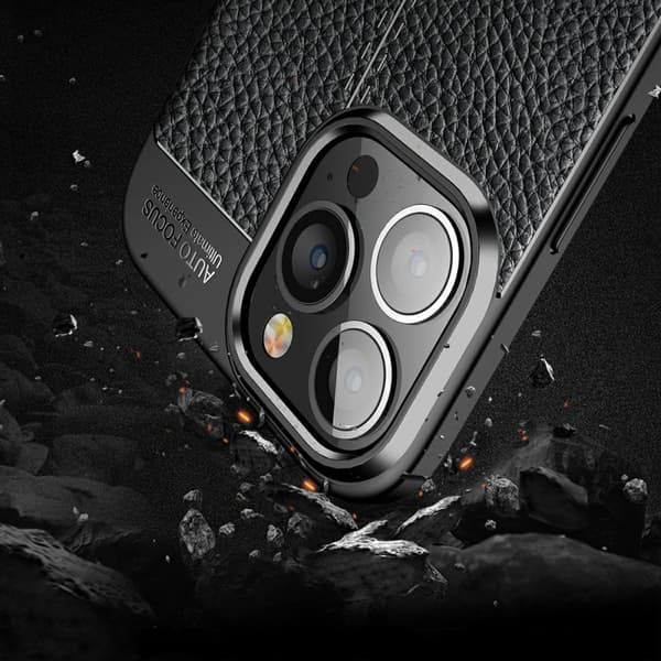 iPhone 13 Pro Max - Litchi Textur Skal - Svart