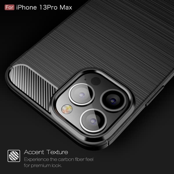 iPhone 13 Pro Max - Borstad Stål Textur Skal - Svart