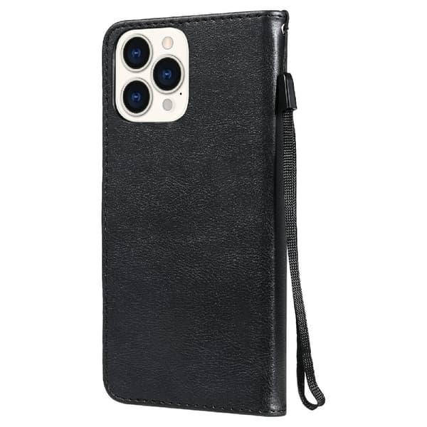 iPhone 13 Pro Max - Klassiskt Solid Läder Fodral - Svart