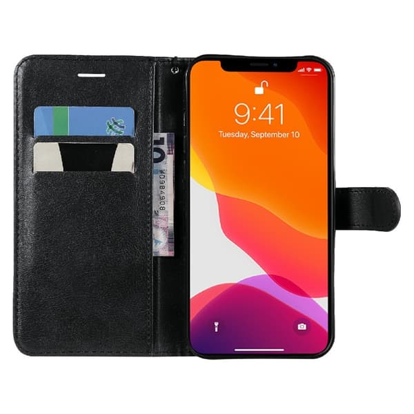 iPhone 13 Pro Max - Klassiskt Solid Läder Fodral - Svart