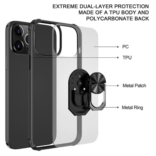 iPhone 13 Pro Max - Shockproof Hybrid Ring Skal - Röd