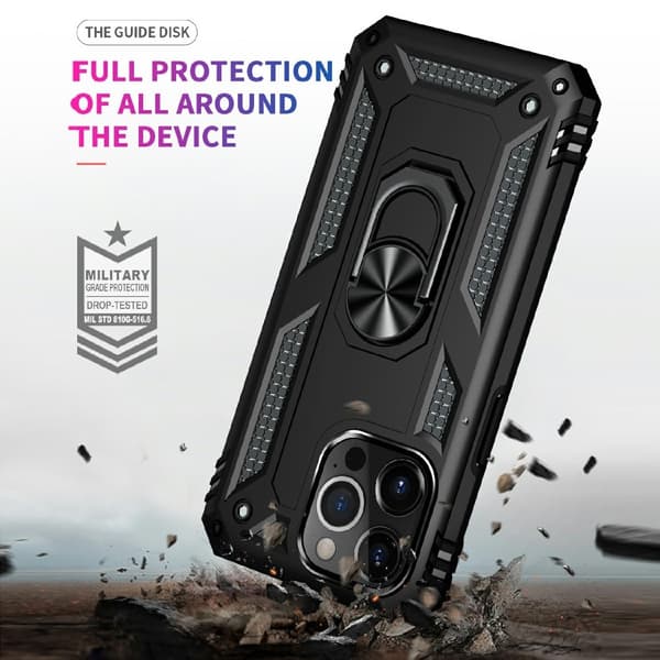 iPhone 13 Pro Max - Shockproof Hybrid Armor Ring Skal - Svart