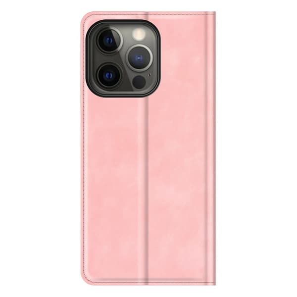iPhone 13 Pro Max - Solid Läder Flip Fodral - Ljus Rosa
