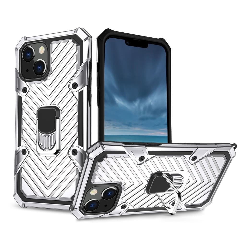 iPhone 13 Pro Max - Shockproof Tyre Hybrid Ring Skal - Silver