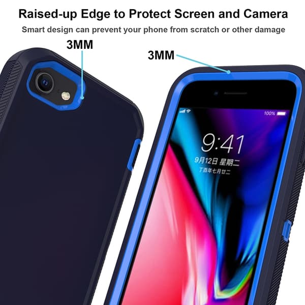 iPhone 7/8/SE (2020/2022) - Shockproof Hybrid Armor Skal - Mörk Blå/Blå