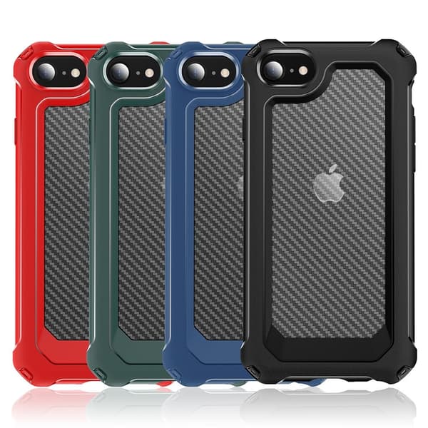 iPhone 7/8/SE (2020/2022) - Shockproof Kolfiber Textur Skal - Blå