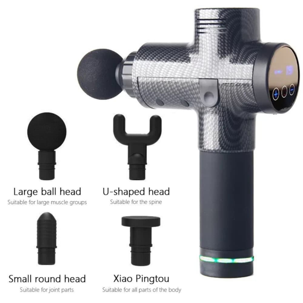 Massagepistol 20 Lägen/4 Munstycken LCD Touch för Muskler