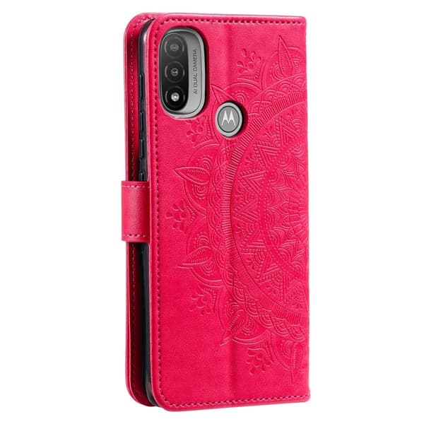 Motorola Moto E20 / E40 Fodral Mandala Läder Rosa