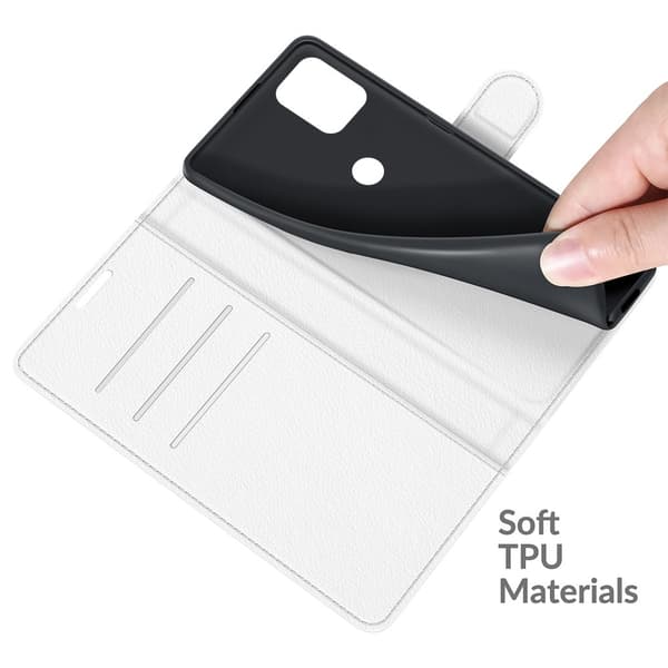 Motorola Moto G100 - Litchi Läder Fodral - Vit