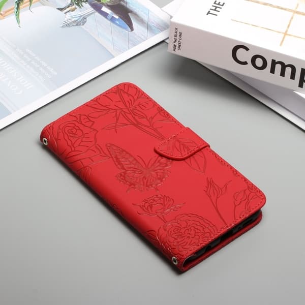 Motorola Moto G22 Fodral Fjäril/Pion präglad Röd