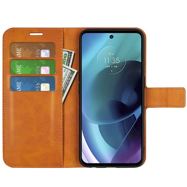 Motorola Moto G51 Fodral PU Läder Brun