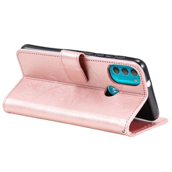 Motorola Moto G71 Fodral Mandala Läder Roséguld