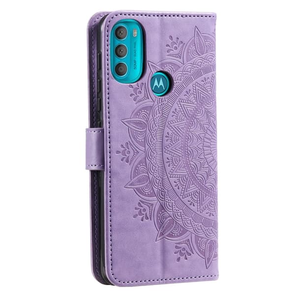 Motorola Moto G71 Fodral Mandala Läder Lila
